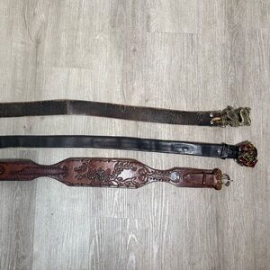 Vintage 80s Baron & Bergamot brass dragon buckles/belts